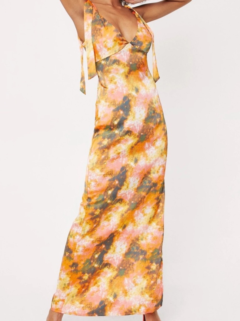 NWT Tie-Shoulder Sunset Maxi Dress